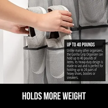 Gorilla Grip Over the Door Shoe Organizer with 24 Mesh Pockets