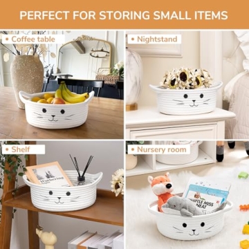 Goodpick Blanket Basket, Toy Baskets Storage Kids, Large Baskets for Storage, Baby Laundry Basket with Small Cute Basket, Blanket Storage for Dirty Clothes, 21.6" x 14.9" x 11.8", White & Light Brown