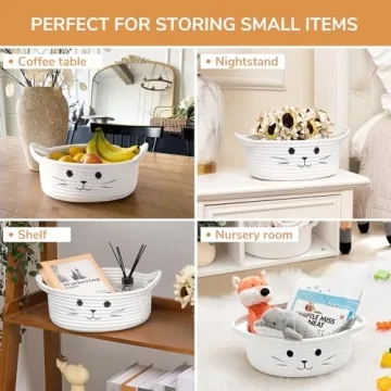 Goodpick Blanket Basket, Toy Baskets Storage Kids, Large Baskets for Storage, Baby Laundry Basket with Small Cute Basket, Blanket Storage for Dirty Clothes, 21.6" x 14.9" x 11.8", White & Light Brown