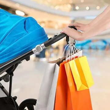 Ethan & Emma Stroller Hooks - Carabiner Shape Design for Reinforced Strength - Organizer Hook Clip for Purse Shopping & Diaper Bags