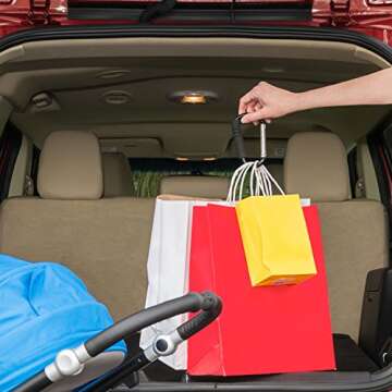 Ethan & Emma Stroller Hooks - Carabiner Shape Design for Reinforced Strength - Organizer Hook Clip for Purse Shopping & Diaper Bags