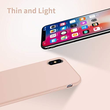 OTOFLY Compatible with iPhone Xs Case/iPhone X Case,Ultra Slim Fit iPhone Case Liquid Silicone Gel Cover with Full Body Protection Anti-Scratch Shockproof Case, Pink