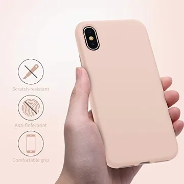 OTOFLY Compatible with iPhone Xs Case/iPhone X Case,Ultra Slim Fit iPhone Case Liquid Silicone Gel Cover with Full Body Protection Anti-Scratch Shockproof Case, Pink