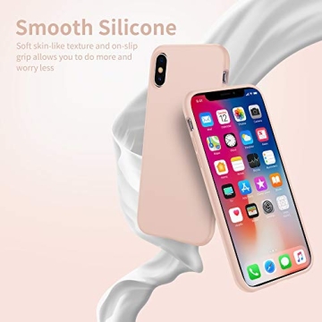 OTOFLY Compatible with iPhone Xs Case/iPhone X Case,Ultra Slim Fit iPhone Case Liquid Silicone Gel Cover with Full Body Protection Anti-Scratch Shockproof Case, Pink