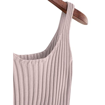 SweatyRocks Women's Ribbed Knit Crop Tank Top Spaghetti Strap Camisole Vest Tops Pale Pink S