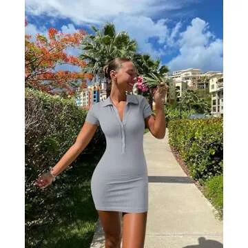 OQQ Women's Sexy Grey Mini Dress with Tummy Control
