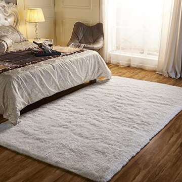 EasyJoy Super Soft Rugs for Living Room, Area Rugs for Bedroom 6x9 Feet White Fluffy Room Rug, Large Shag Throw Rug for Nursery Kids Room, Cute Mordern Fuzzy Rug for Playroom