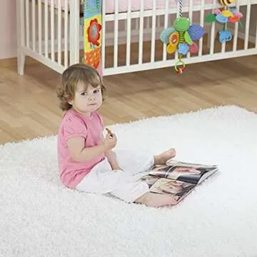 EasyJoy Super Soft Rugs for Living Room, Area Rugs for Bedroom 6x9 Feet White Fluffy Room Rug, Large Shag Throw Rug for Nursery Kids Room, Cute Mordern Fuzzy Rug for Playroom