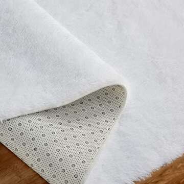 EasyJoy Super Soft Rugs for Living Room, Area Rugs for Bedroom 6x9 Feet White Fluffy Room Rug, Large Shag Throw Rug for Nursery Kids Room, Cute Mordern Fuzzy Rug for Playroom