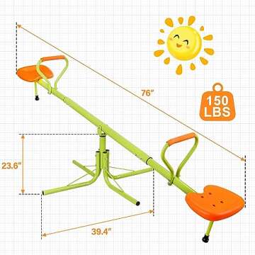 Nova Microdermabrasion Kids Seesaw Swivel Teeter-Totter Home Playground Equipment, 360 Degrees Rotating Safe, Outdoor Fun Toy Set for Kids, Toddlers, Boys, Children (2 Seats)