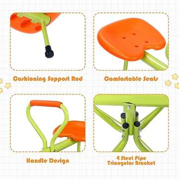 Nova Microdermabrasion Kids Seesaw Swivel Teeter-Totter Home Playground Equipment, 360 Degrees Rotating Safe, Outdoor Fun Toy Set for Kids, Toddlers, Boys, Children (2 Seats)