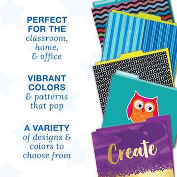 Carson Dellosa 6-Pack of Aim High File Folders, Paper Organizers With Pockets for Filing Cabinet, Desk Accessories for Classroom Organization and More, Teacher Must Haves, Office Supplies