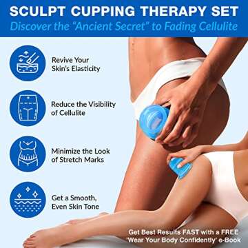 LURE Essentials Sculpt Silicone Cupping Theapy Set Anti Cellulite Cup Massager, Vacuum Suction for L...