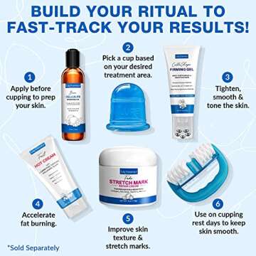 LURE Essentials Sculpt Silicone Cupping Theapy Set Anti Cellulite Cup Massager, Vacuum Suction for Lymphatic Drainage