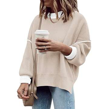 ETCYY Women’s Oversized Sweaters: Fashionable Batwing Striped Knit Pullover for Fall 2025