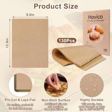 Hovico 130PCS Parchment Paper Baking Sheets, 9x13 Inch, Precut Non-Stick Parchment Sheets for Baking...
