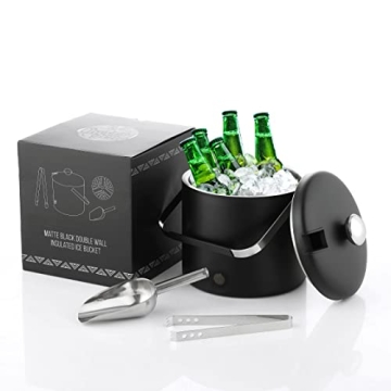 Cheersgene Matte Black Ice Bucket for Home Bars and Parties