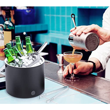 Cheersgene Matte Black Ice Bucket for Home Bars and Parties