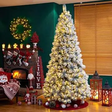 Glitzhome 9ft Snow Flocked Pine Christmas Tree