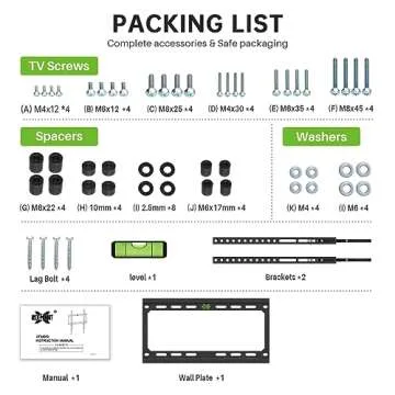 USX MOUNT Fixed TV Wall Mount with Low Profile for Most 26-60 Inch LED, LCD and Flat Screen TVs, TV Mount Bracket with VESA Up to 400x400mm and Weight Capacity 99lbs,and Space Saving TV Bracket