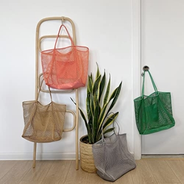 HOXIS Mesh Beach Tote Stylish Large Coral Shoulder Bag