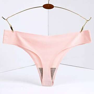 Closecret Lingerie Women 6 Pack Seamless Thongs Underwear Ice Silk Comfy G-string Panties (Large, 6 Colors)