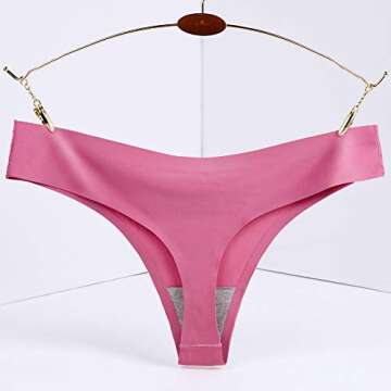 Closecret Lingerie Women 6 Pack Seamless Thongs Underwear Ice Silk Comfy G-string Panties (Large, 6 Colors)