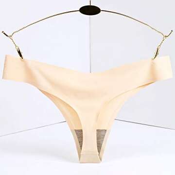 Closecret Lingerie Women 6 Pack Seamless Thongs Underwear Ice Silk Comfy G-string Panties (Large, 6 Colors)