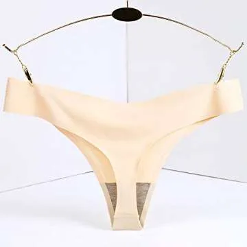 Closecret Lingerie Women 6 Pack Seamless Thongs Underwear Ice Silk Comfy G-string Panties (Large, 6 Colors)