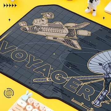 BelugaDesign Space Desk Pad | Voyager Spaceship Moon Galaxy Science SciFi Nerdy Mouse Pad | Large Gr...