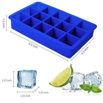 Ozera Silicone Ice Cube Tray for Perfect Ice Cubes 2 Pack