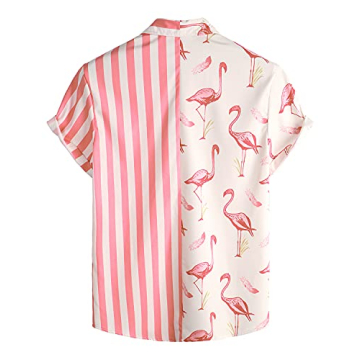 VATPAVE Hawaiian Flamingo Shirt for Men Summer Style