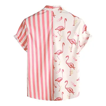 VATPAVE Hawaiian Flamingo Shirt for Men Summer Style