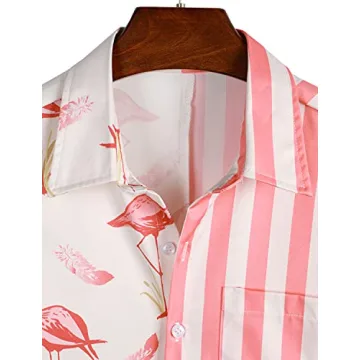 VATPAVE Hawaiian Flamingo Shirt for Men Summer Style