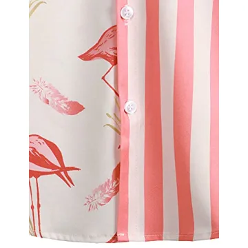 VATPAVE Hawaiian Flamingo Shirt for Men Summer Style