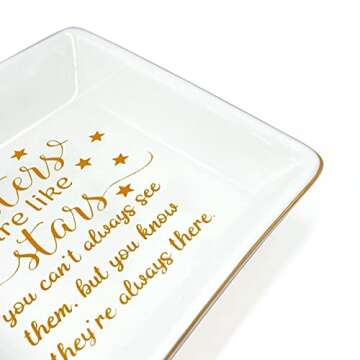 KLYJI Sisters Gifts from Sister Birthday Thanksgiving Christmas Valentine's Day Gift Brother In Law Jewelry Dish Ring Trinket Tray -Sisters are Like Stars