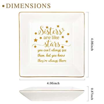 KLYJI Sisters Gifts from Sister Birthday Thanksgiving Christmas Valentine's Day Gift Brother In Law Jewelry Dish Ring Trinket Tray -Sisters are Like Stars