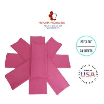 Hot Pink Tissue Paper Squares, Bulk 24 Sheets, Premium Gift Wrap and Art Supplies for Birthdays, Holidays, or Presents by Feronia packaging, Large 20 Inch x 26 Inch