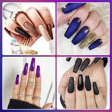 600PCS Coffin Fake Nails, Traceless Acrylic Tips for Pros