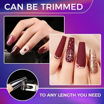 600PCS Coffin Fake Nails, Traceless Acrylic Tips for Pros