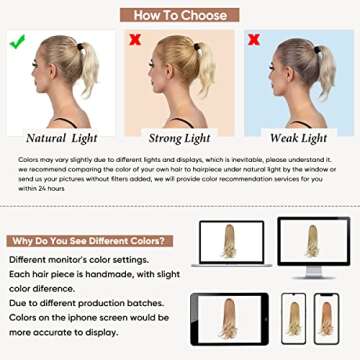 YOUNGWAYS Clip in Ponytail Extension Dirty Blonde 18 Inch Pony Tails Hair Extensions for Women Long Straight Curly Tail Ponytail Hair piece Synthetic Fake Versatile Pony