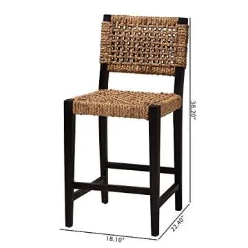 Bali & Pari Alise Seagrass Boho Counter Height Chair