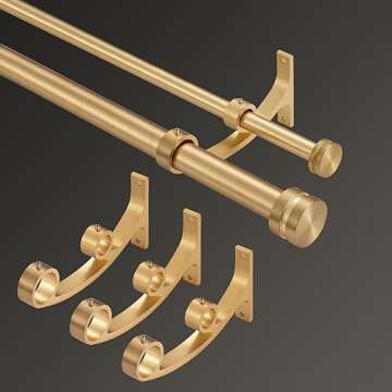 Double Drapery Curtain Rods, 72-144” Telescoping Curtain Rod with 1inch large rod and 5/8inch smal...