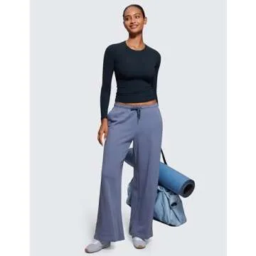 CRZ YOGA Long Sleeve Shirts for Women Soft Crew Neck Fall Basic Tight Tops Fitted Casual Going Out T-Shirts True Navy Small