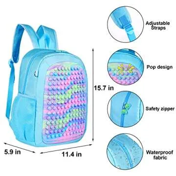 Gigilli Pop School Backpack for Girls, Rainbow Lightweight Girls Pop Bookbag Backpack for School, Large Capacity Elementary Schoolbag for School Supplies Valentines Birthday Back to School Gifts
