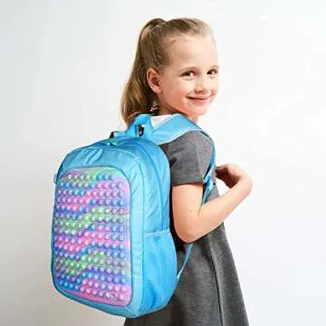 Gigilli Pop School Backpack for Girls, Rainbow Lightweight Girls Pop Bookbag Backpack for School, Large Capacity Elementary Schoolbag for School Supplies Valentines Birthday Back to School Gifts