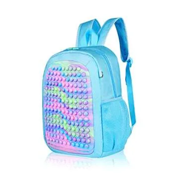 Gigilli Pop School Backpack for Girls, Rainbow Lightweight Girls Pop Bookbag Backpack for School, Large Capacity Elementary Schoolbag for School Supplies Valentines Birthday Back to School Gifts