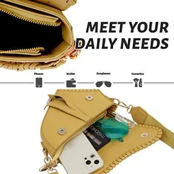 Ynport Black Saddle Bag Purse for Women Trendy Leather Crossbody Bag Small Shoulder Handbags Satchel