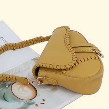 Ynport Black Saddle Bag Purse for Women Trendy Leather Crossbody Bag Small Shoulder Handbags Satchel