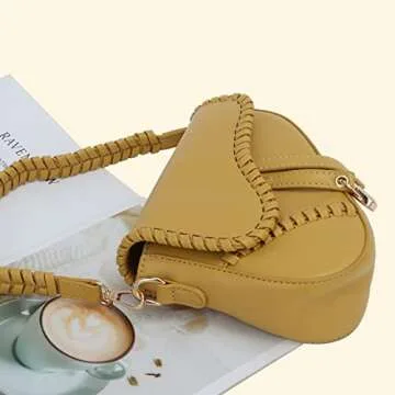 Ynport Black Saddle Bag Purse for Women Trendy Leather Crossbody Bag Small Shoulder Handbags Satchel